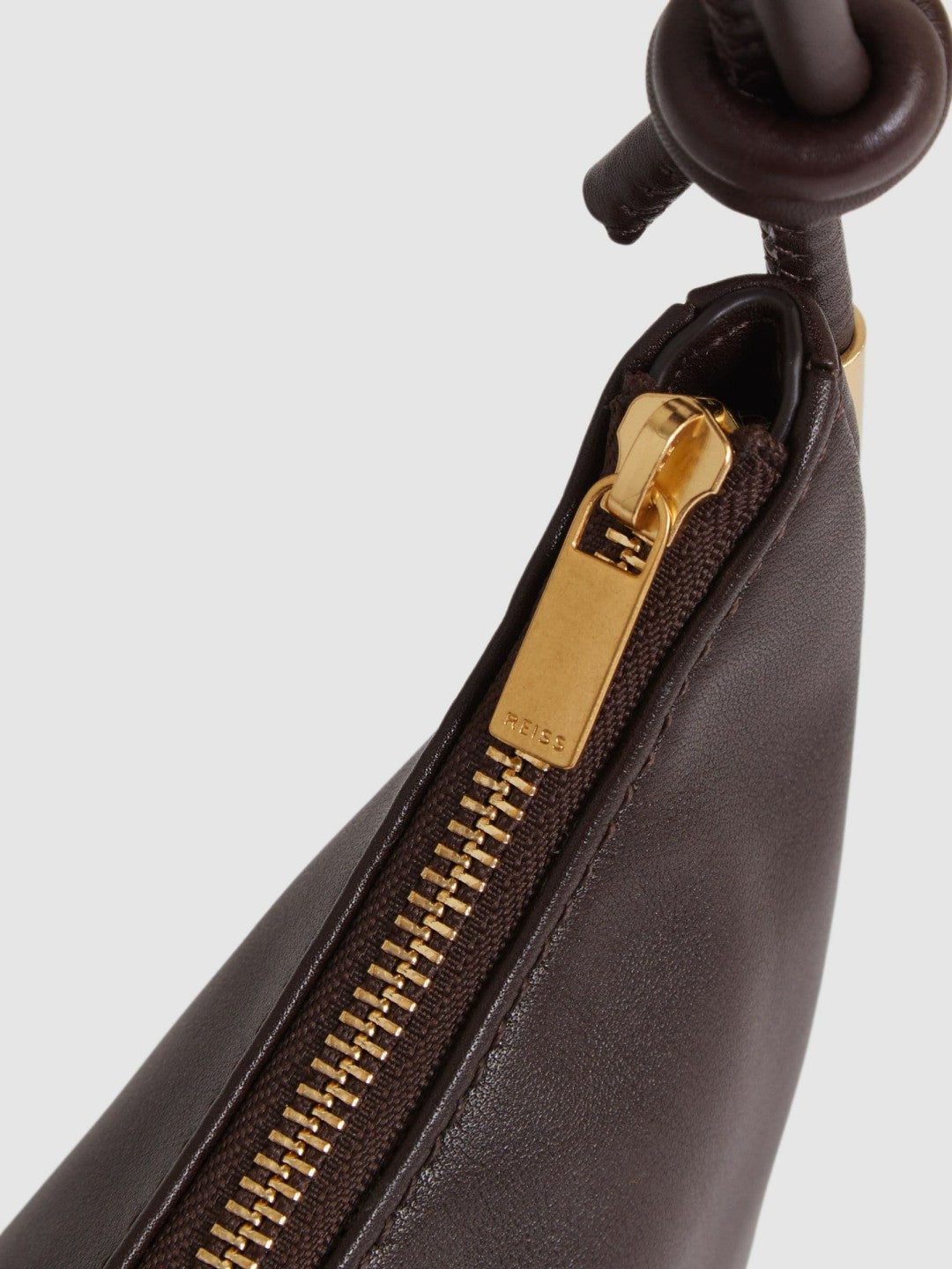 Leather Rope Strap Shoulder Bag in Oxblood | Reiss Women Popular