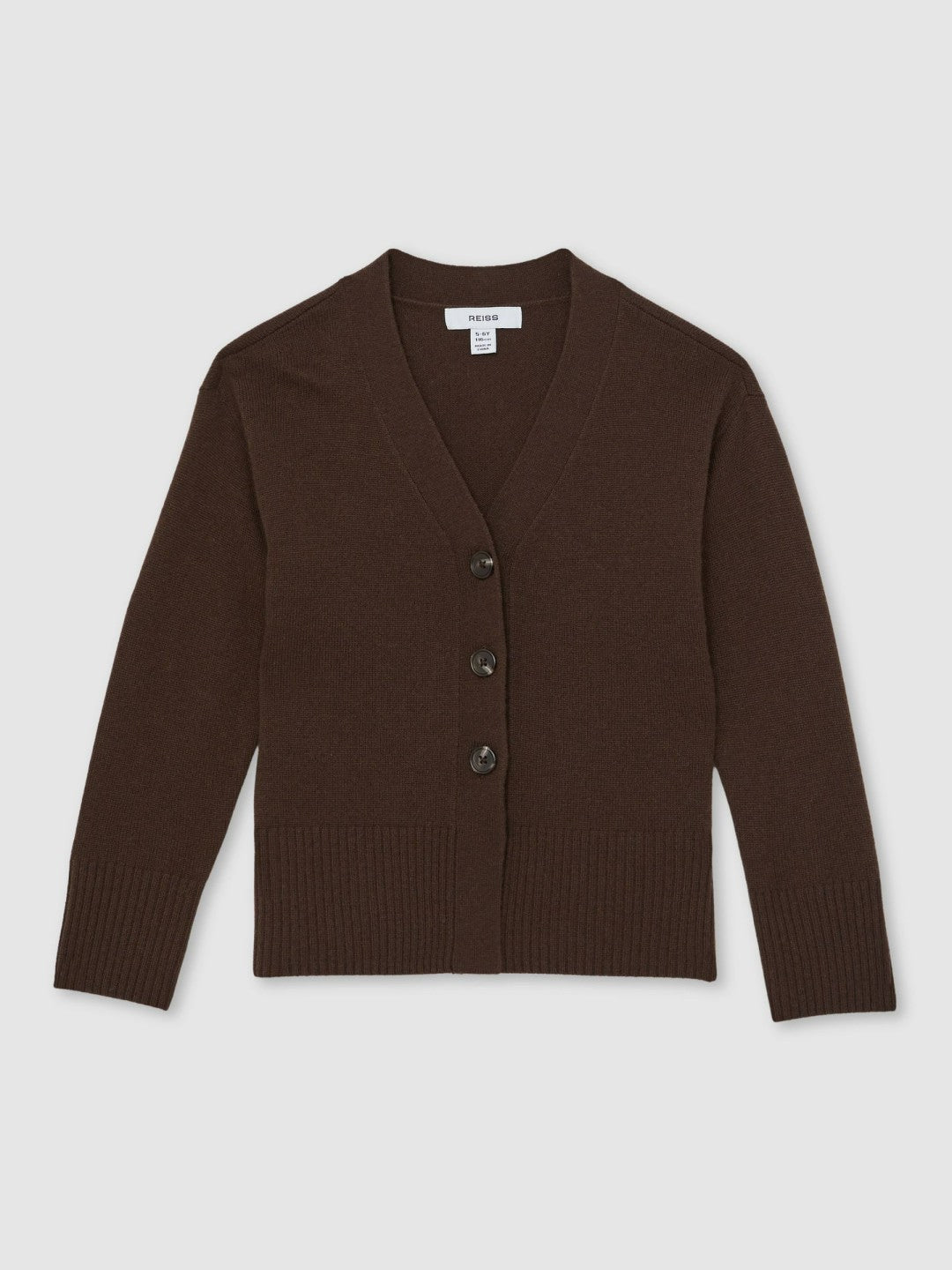 4-9 yrs Wool-Blend Fitted Cardigan With Cashmere in Brown | Reiss Children & Baby Trending