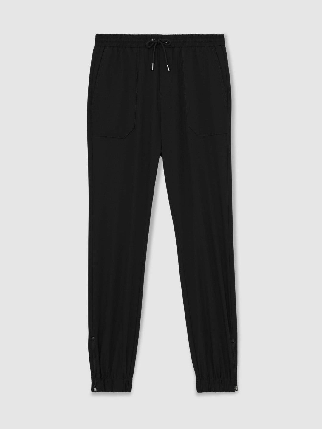 Drawstring Technical Cuffed Trousers in Black | Reiss Men Featured