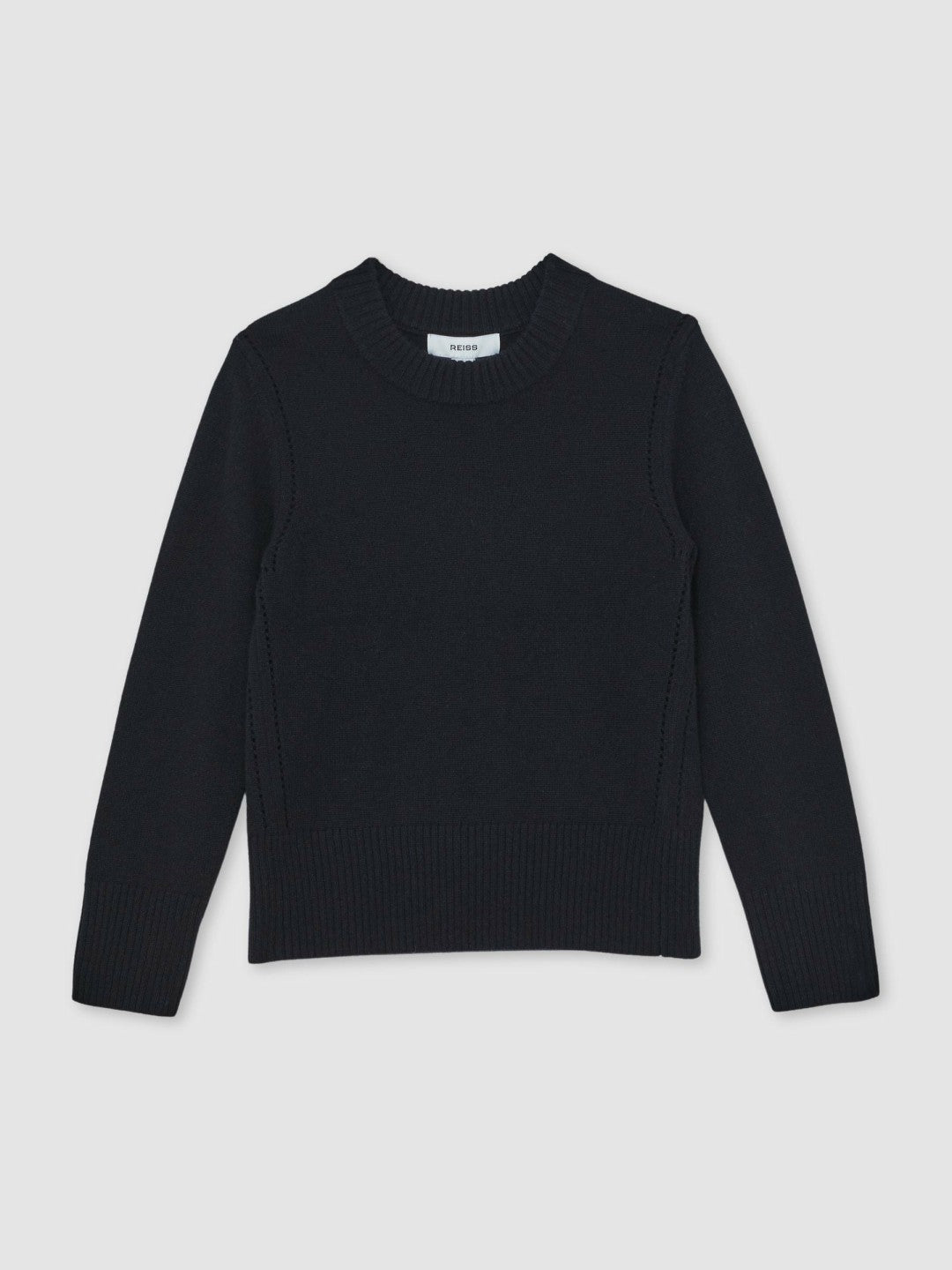 13-14 yrs Wool-Blend Open-Stitch Jumper with Cashmere in Navy | Reiss Children & Baby Exclusive