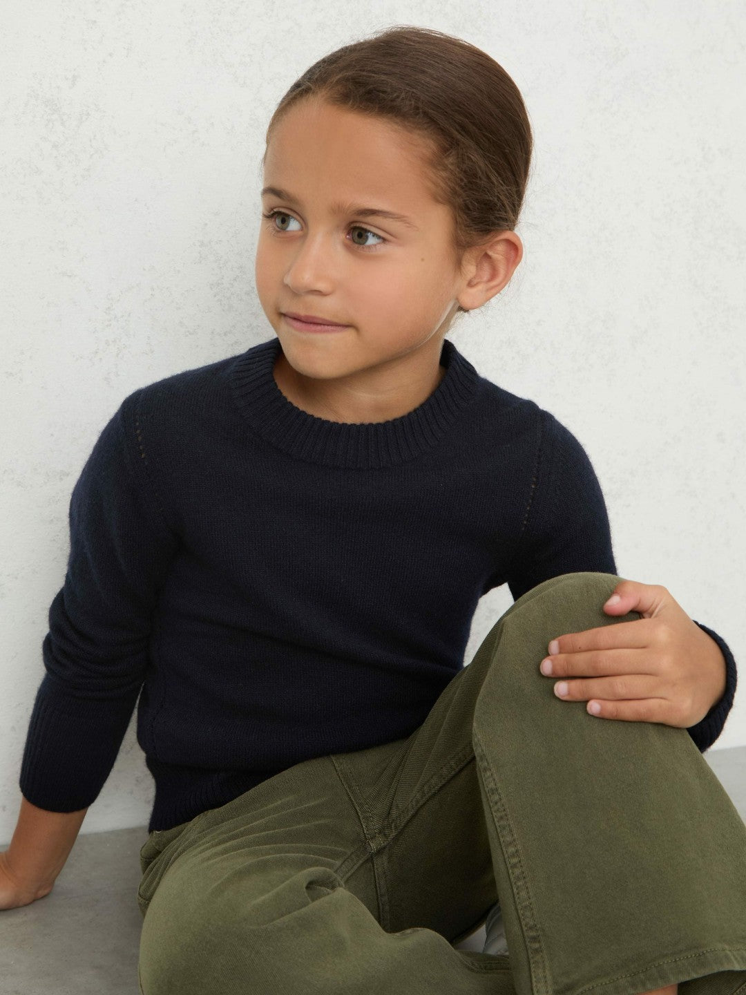 13-14 yrs Wool-Blend Open-Stitch Jumper with Cashmere in Navy | Reiss Children & Baby Exclusive