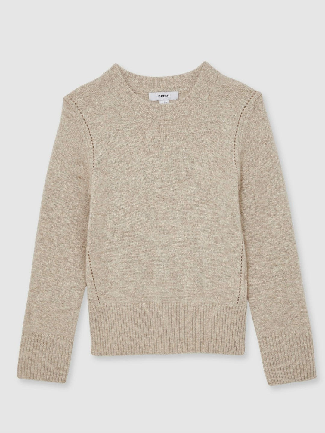 13-14 yrs Wool-Blend Open-Stitch Jumper with Cashmere in Oatmeal | Reiss Children & Baby New