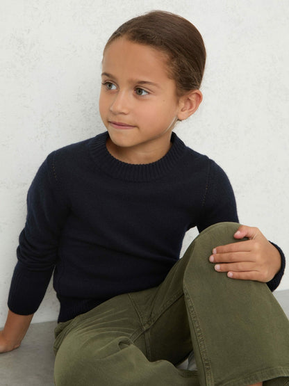 3-9 yrs Wool-Blend Open-Stitch Jumper with Cashmere in Navy | Reiss Children & Baby Signature