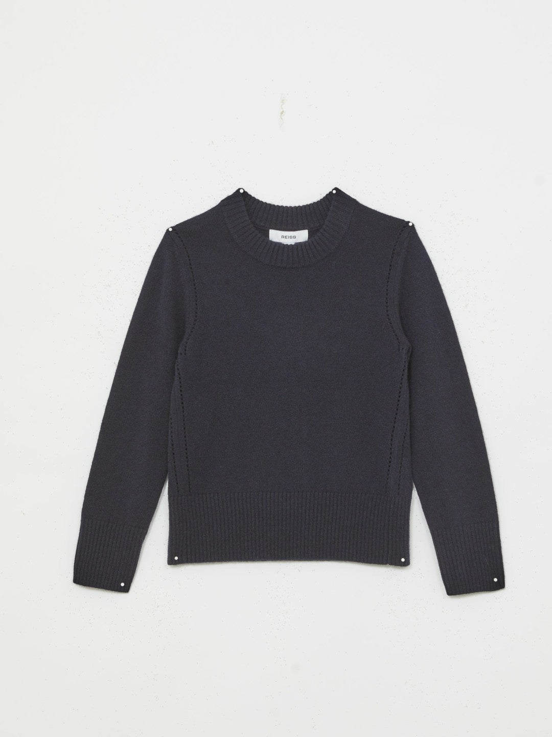 3-9 yrs Wool-Blend Open-Stitch Jumper with Cashmere in Navy | Reiss Children & Baby Signature