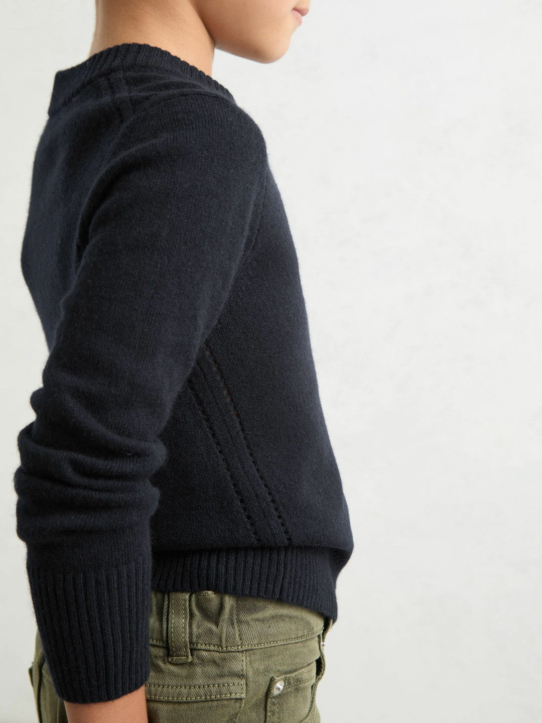 3-9 yrs Wool-Blend Open-Stitch Jumper with Cashmere in Navy | Reiss Children & Baby Signature