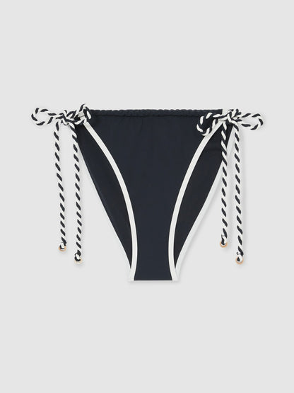 Twist-Strap Tie-Side Bikini Bottoms in Navy/White | Reiss Women Popular