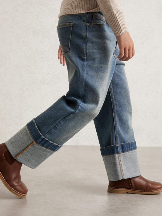 9-13 yrs Straight-Leg Turn-Up Jeans in Blue | Reiss Children & Baby Signature
