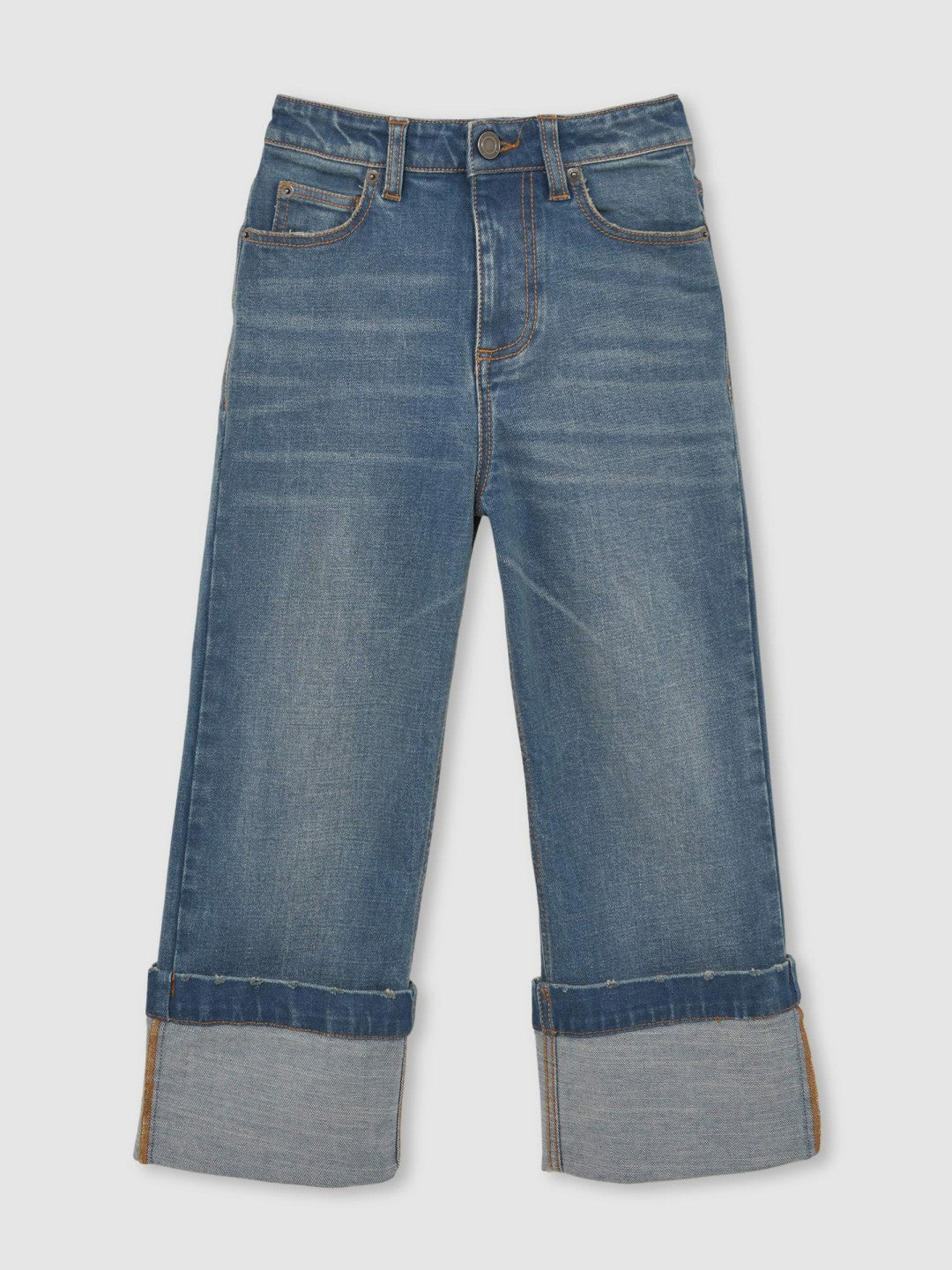 9-13 yrs Straight-Leg Turn-Up Jeans in Blue | Reiss Children & Baby Signature