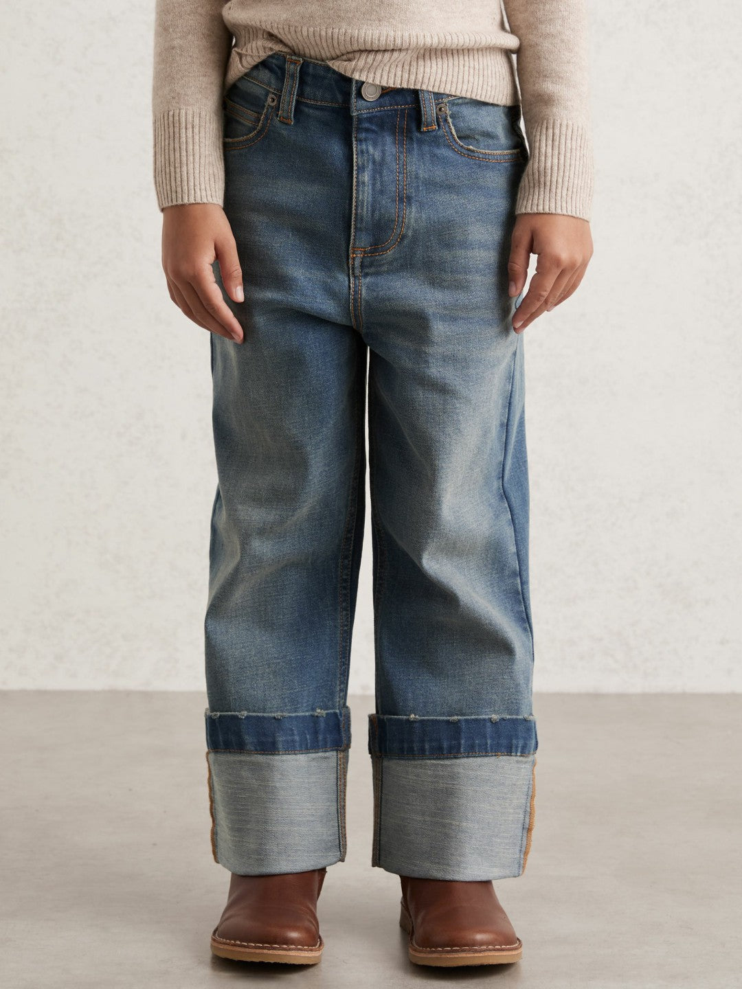 9-13 yrs Straight-Leg Turn-Up Jeans in Blue | Reiss Children & Baby Signature