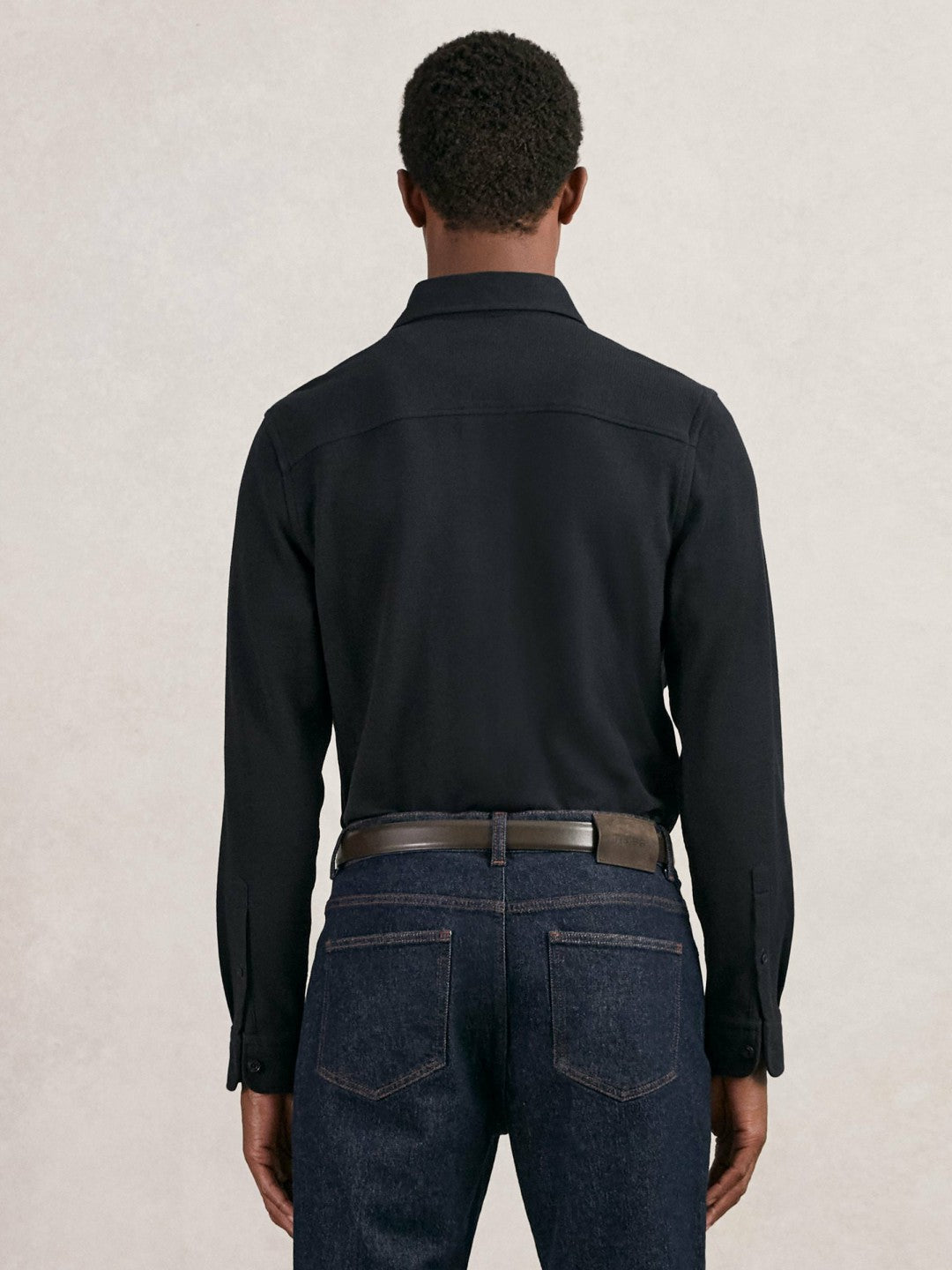 Textured Twin Pocket Cotton Blend Overshirt in Navy | Reiss Men Premium