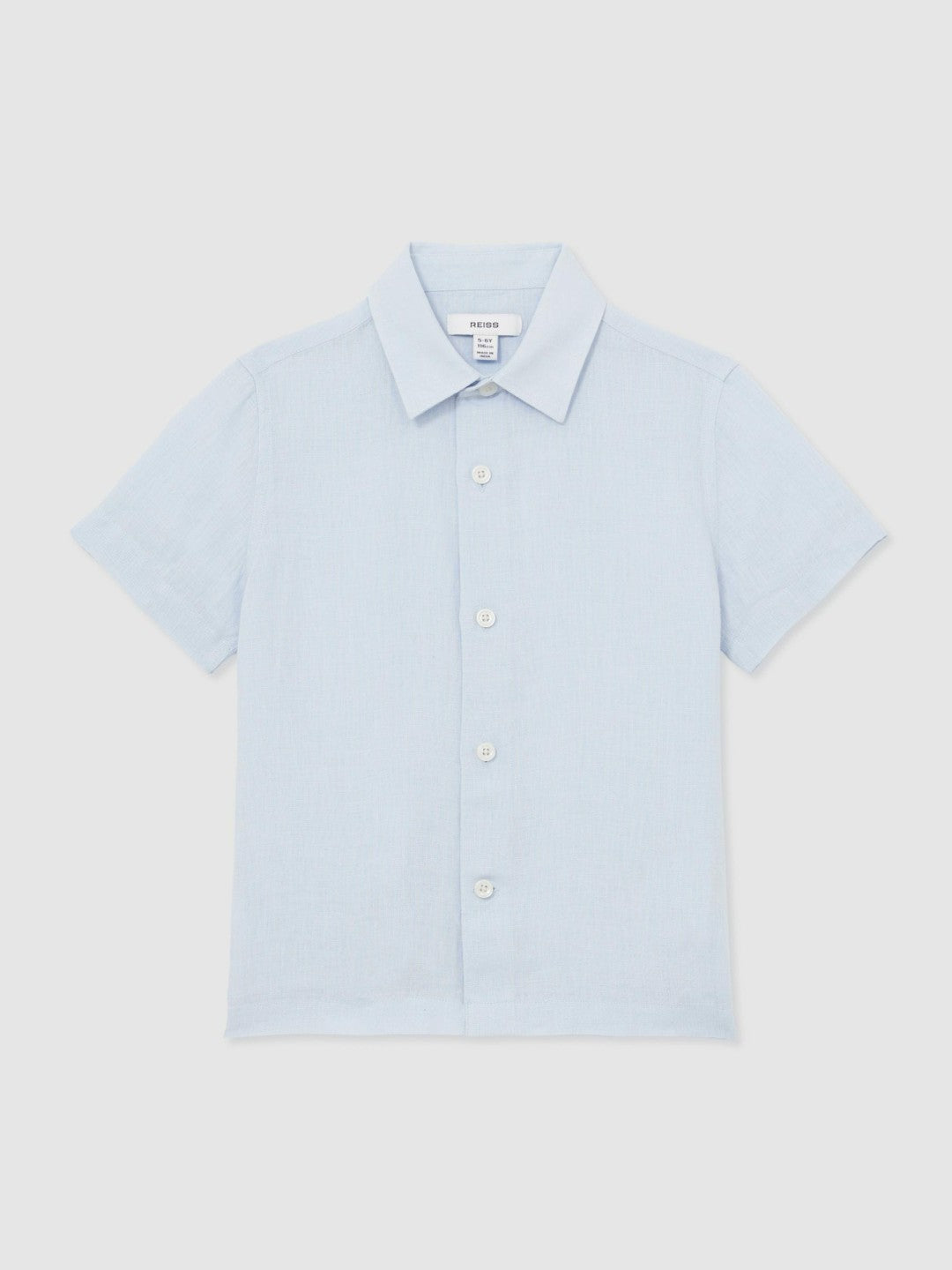9-13 yrs Short Sleeve Linen Shirt in Pale Blue | Reiss Children & Baby Exclusive