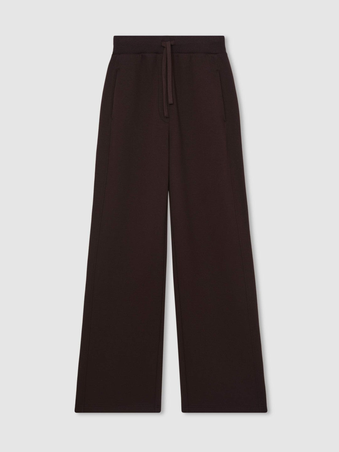 Petite Wide-Leg Interlock Drawstring Joggers in Plum | Reiss Women Best Seller
