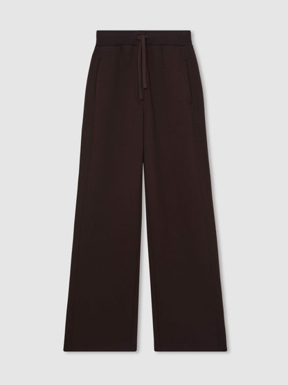 Petite Wide-Leg Interlock Drawstring Joggers in Plum | Reiss Women Best Seller