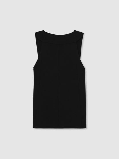 Low-Back Rib-Knit Vest in Black | Reiss Women New