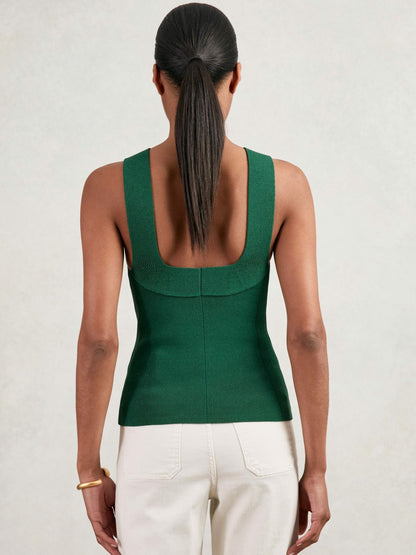 Low-Back Rib-Knit Vest in Green | Reiss Women Signature