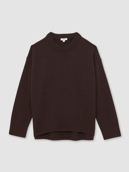 Wool-Cashmere Crew-Neck Jumper in Plum | Reiss Women Trending