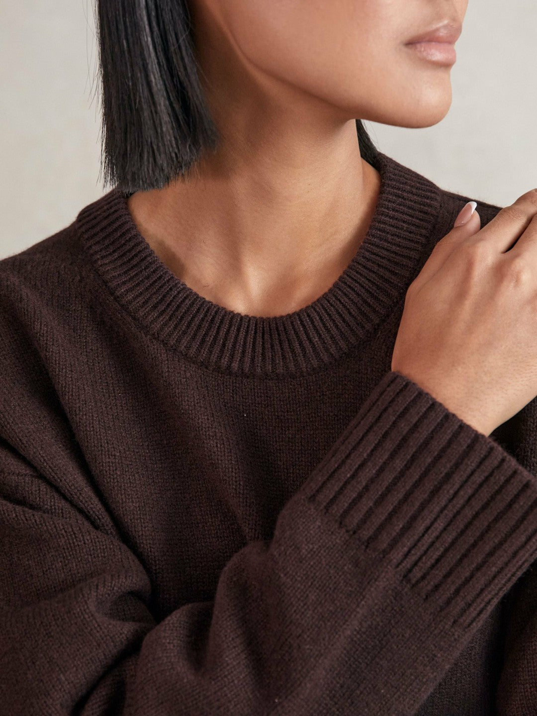 Wool-Cashmere Crew-Neck Jumper in Plum | Reiss Women Trending
