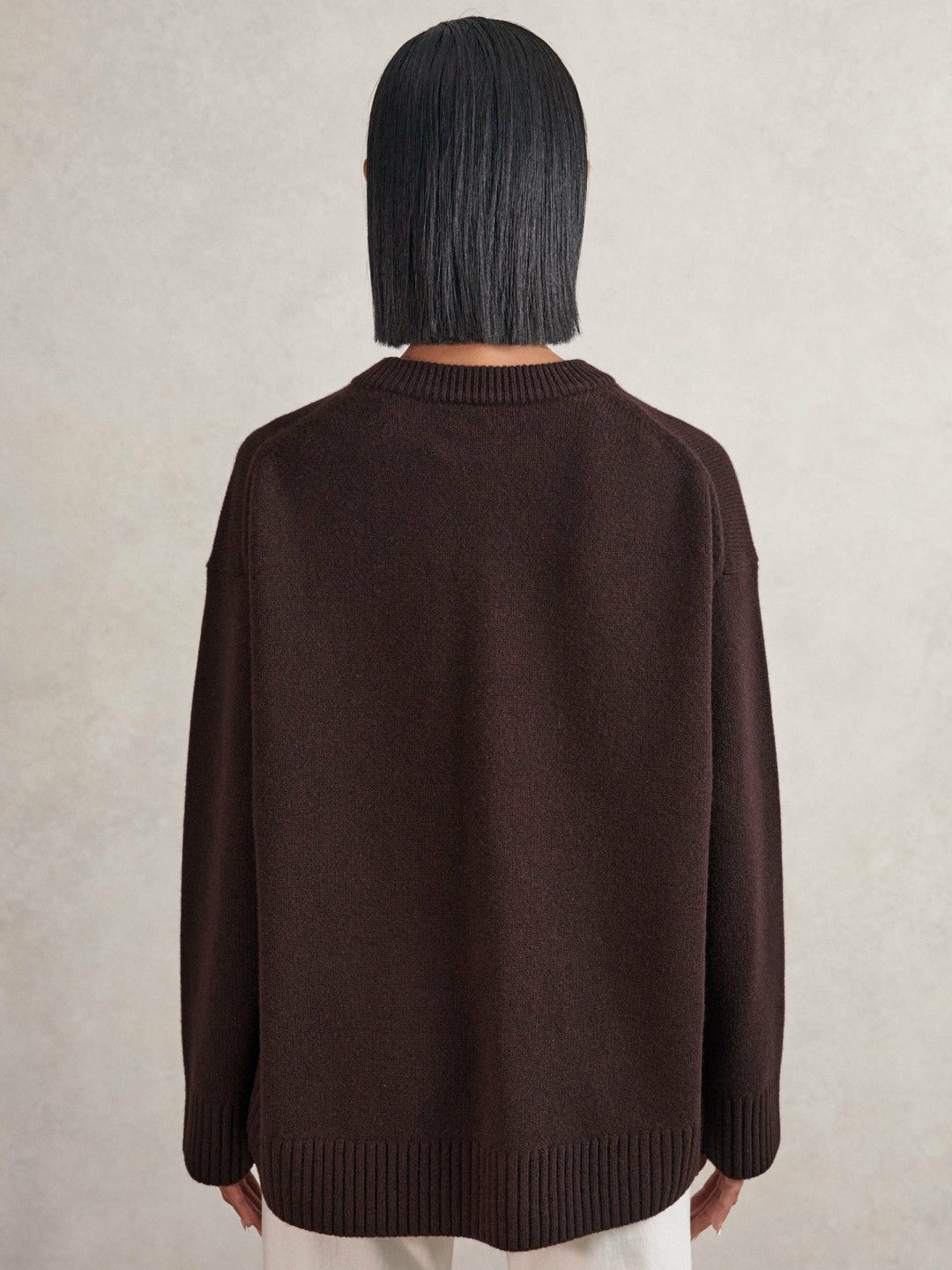 Wool-Cashmere Crew-Neck Jumper in Plum | Reiss Women Trending