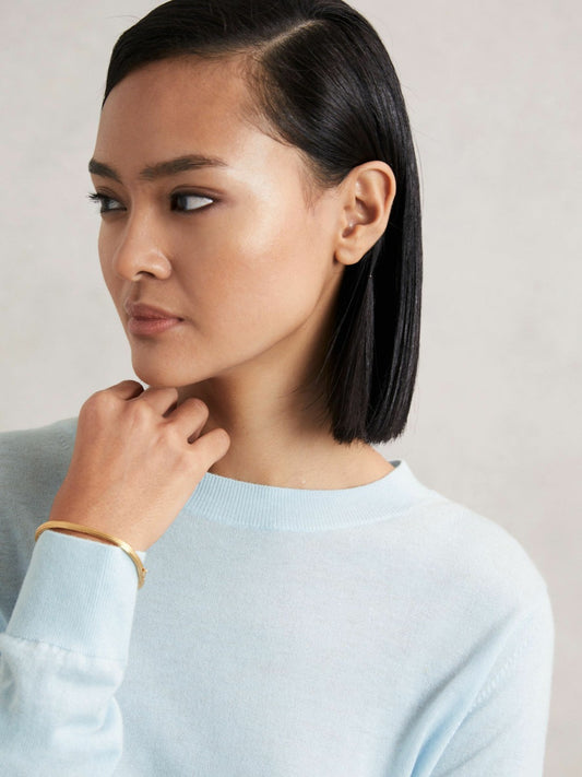 Merino Wool Crew-Neck Jumper in Blue | Reiss Women Recommended