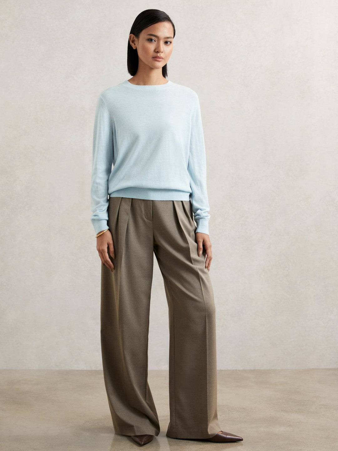 Merino Wool Crew-Neck Jumper in Blue | Reiss Women Recommended