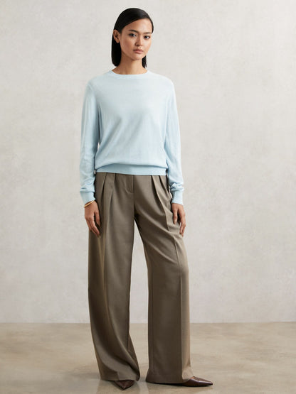 Merino Wool Crew-Neck Jumper in Blue | Reiss Women Recommended