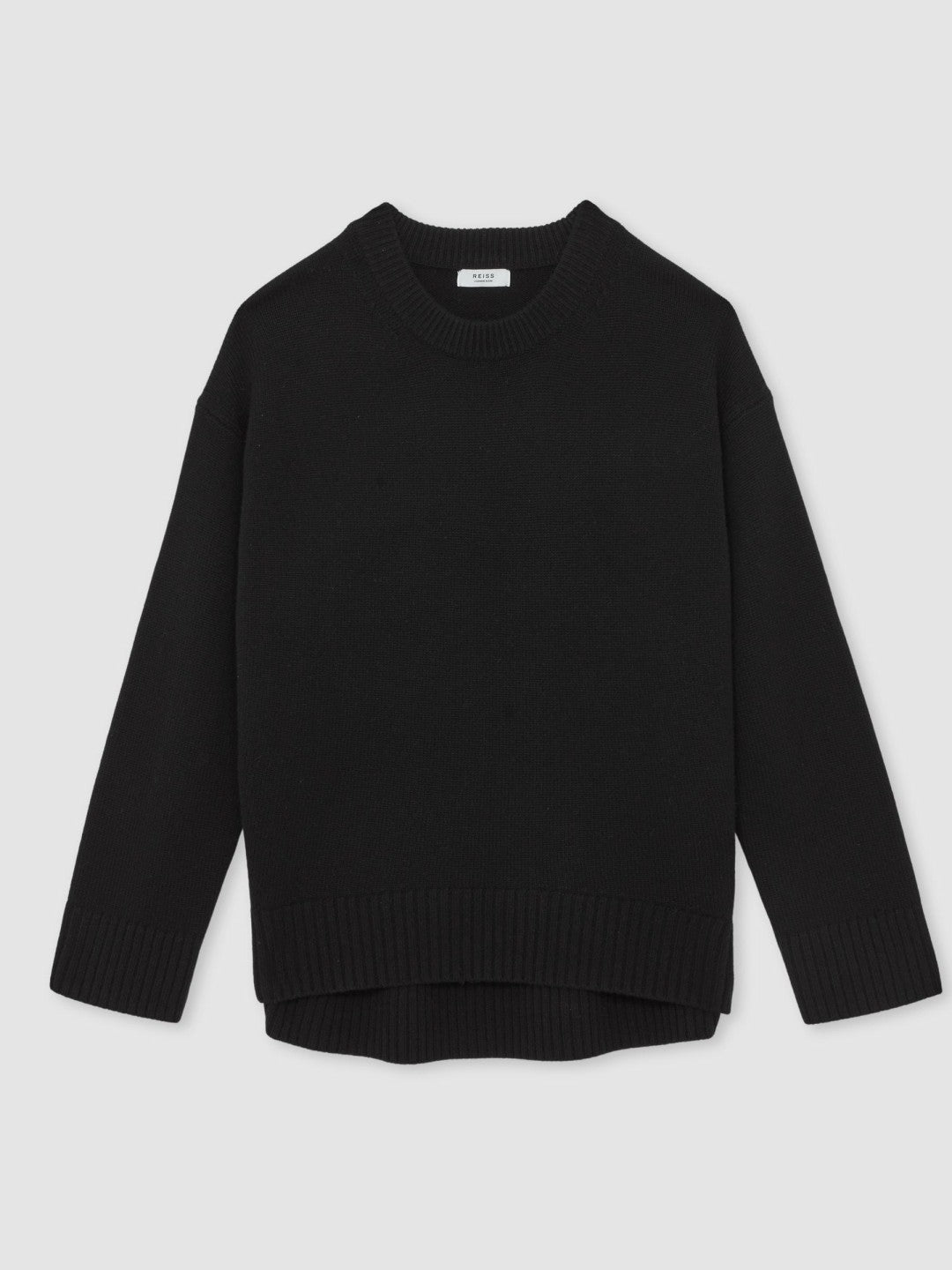 Wool-Cashmere Crew-Neck Jumper in Black | Reiss Women Exclusive