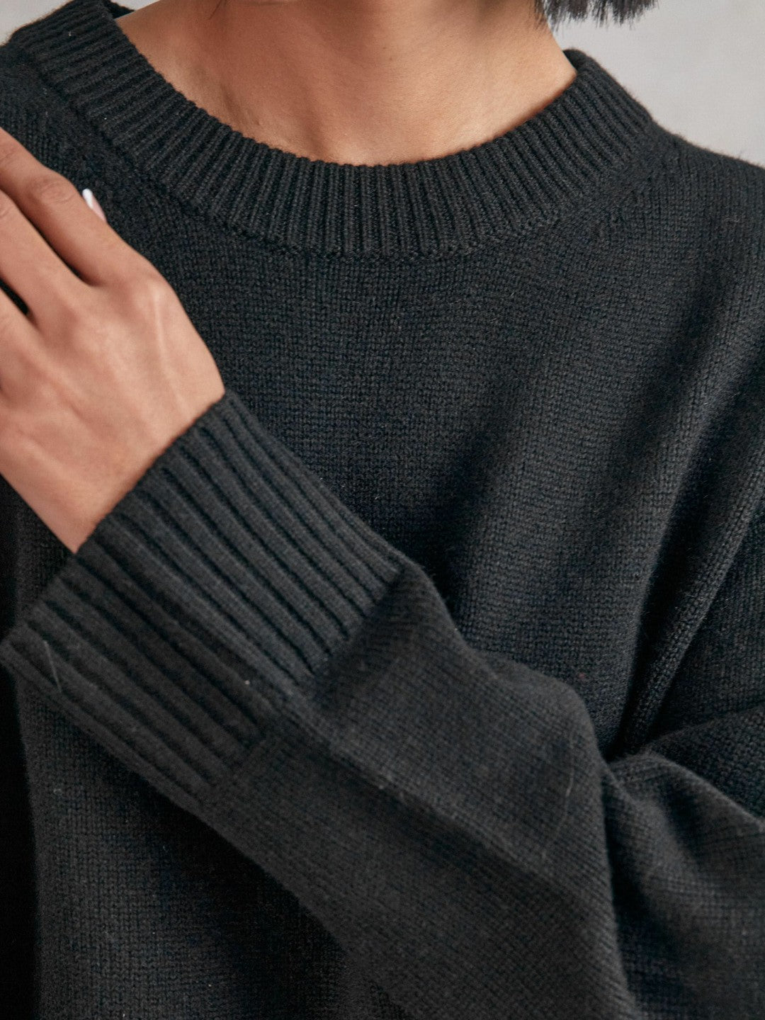 Wool-Cashmere Crew-Neck Jumper in Black | Reiss Women Exclusive