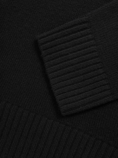 Wool-Cashmere Crew-Neck Jumper in Black | Reiss Women Exclusive
