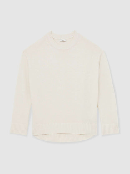 Wool-Cashmere Crew-Neck Jumper in Cream | Reiss Women Featured