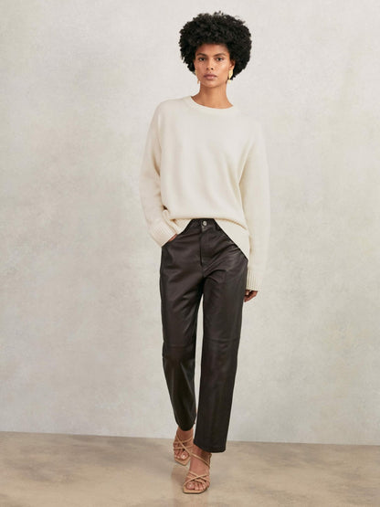 Wool-Cashmere Crew-Neck Jumper in Cream | Reiss Women Featured
