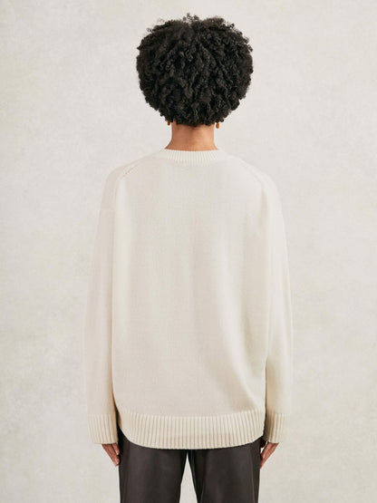 Wool-Cashmere Crew-Neck Jumper in Cream | Reiss Women Featured