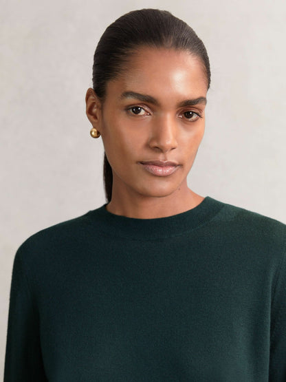 Merino Wool Crew-Neck Jumper in Green | Reiss Women Featured