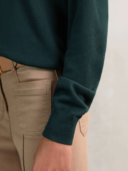 Merino Wool Crew-Neck Jumper in Green | Reiss Women Featured