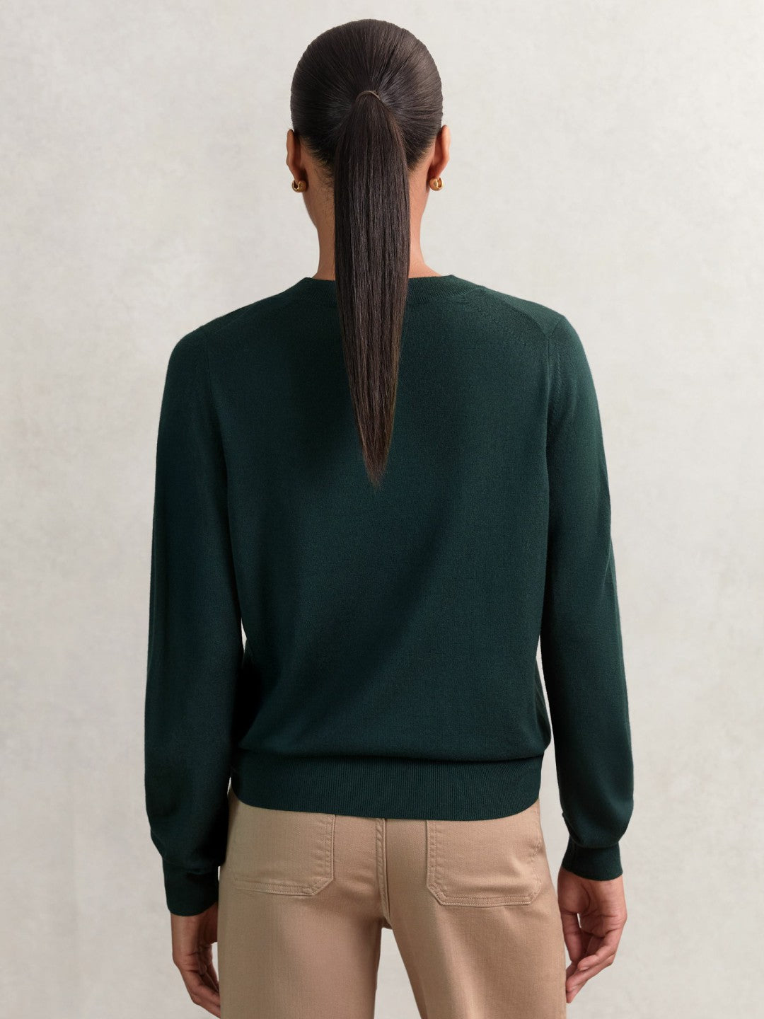 Merino Wool Crew-Neck Jumper in Green | Reiss Women Featured