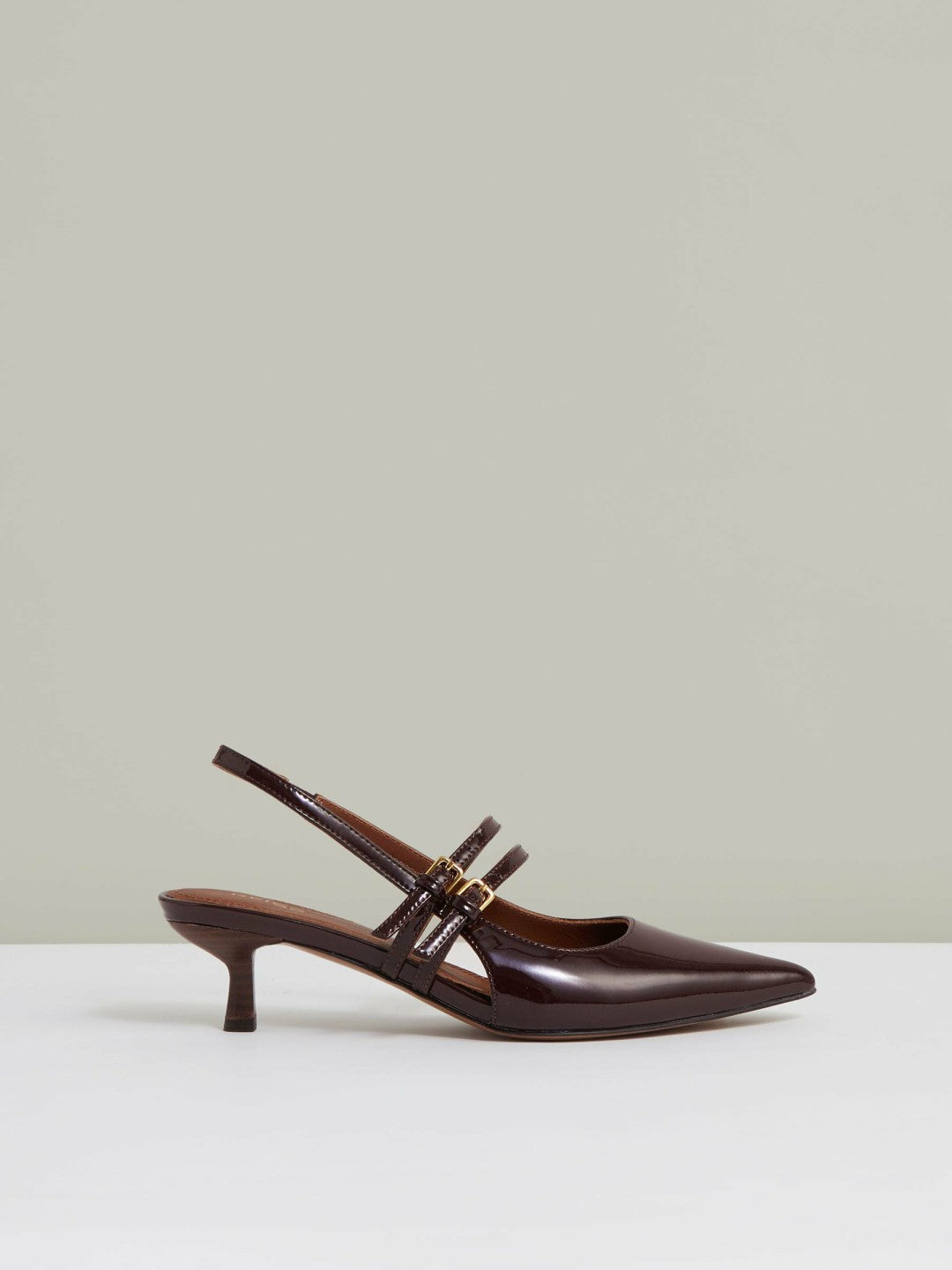 Leather Slingback Buckle Court Shoes in Oxblood | Reiss Women Trending