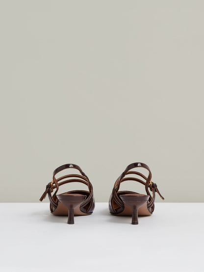 Leather Slingback Buckle Court Shoes in Oxblood | Reiss Women Trending
