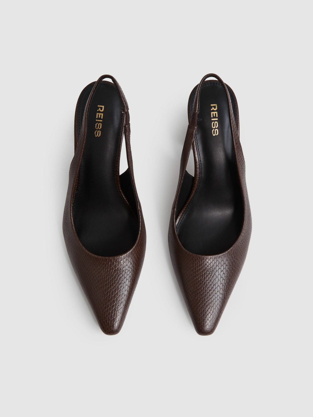 Leather Slingback Court Shoes in Chocolate | Reiss Women Exclusive