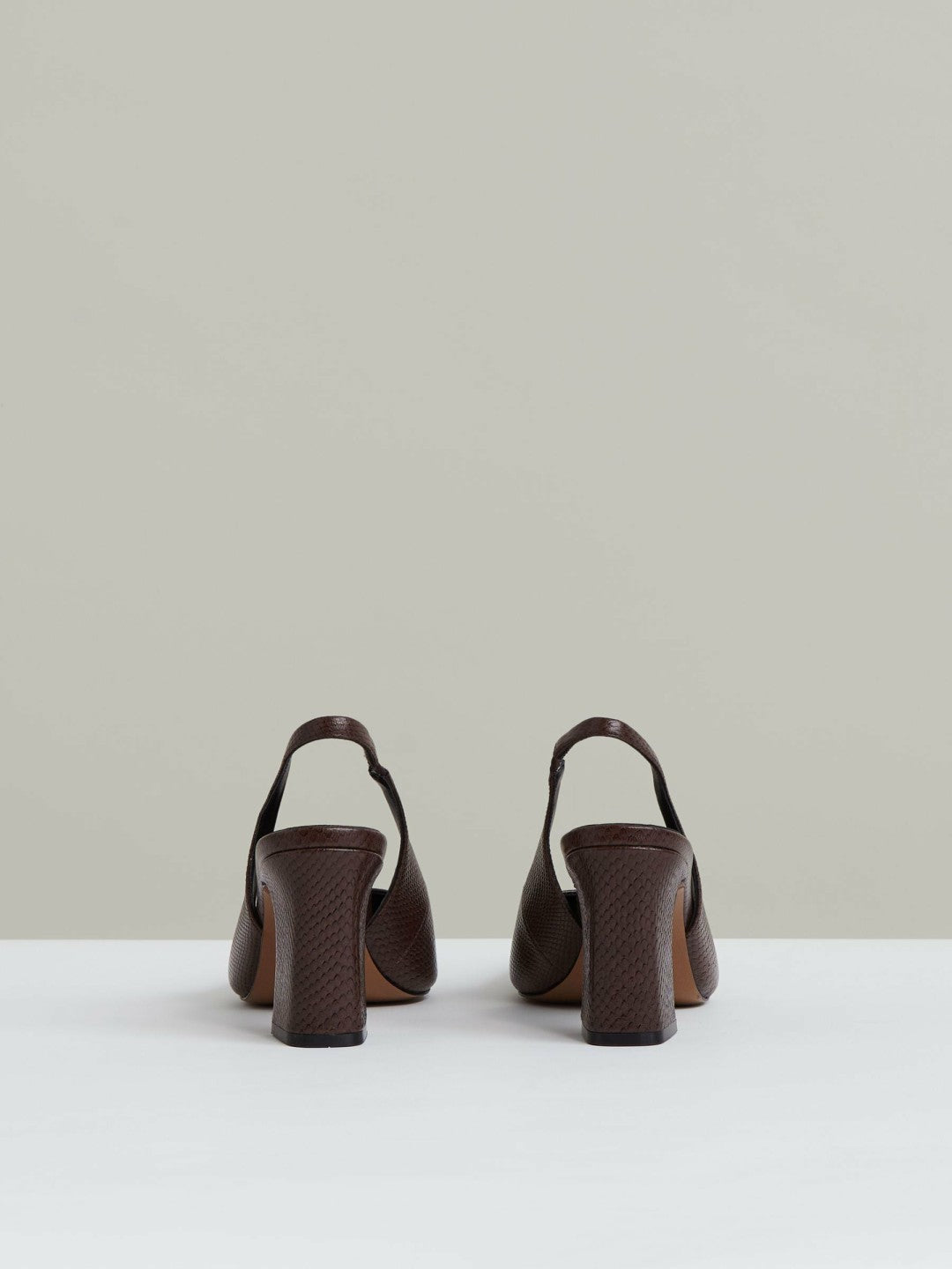 Leather Slingback Court Shoes in Chocolate | Reiss Women Exclusive