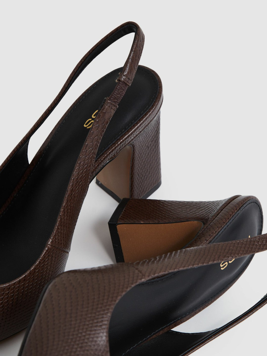 Leather Slingback Court Shoes in Chocolate | Reiss Women Exclusive