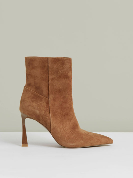 Suede High Heeled Ankle Boots in Tan | Reiss Women Trending