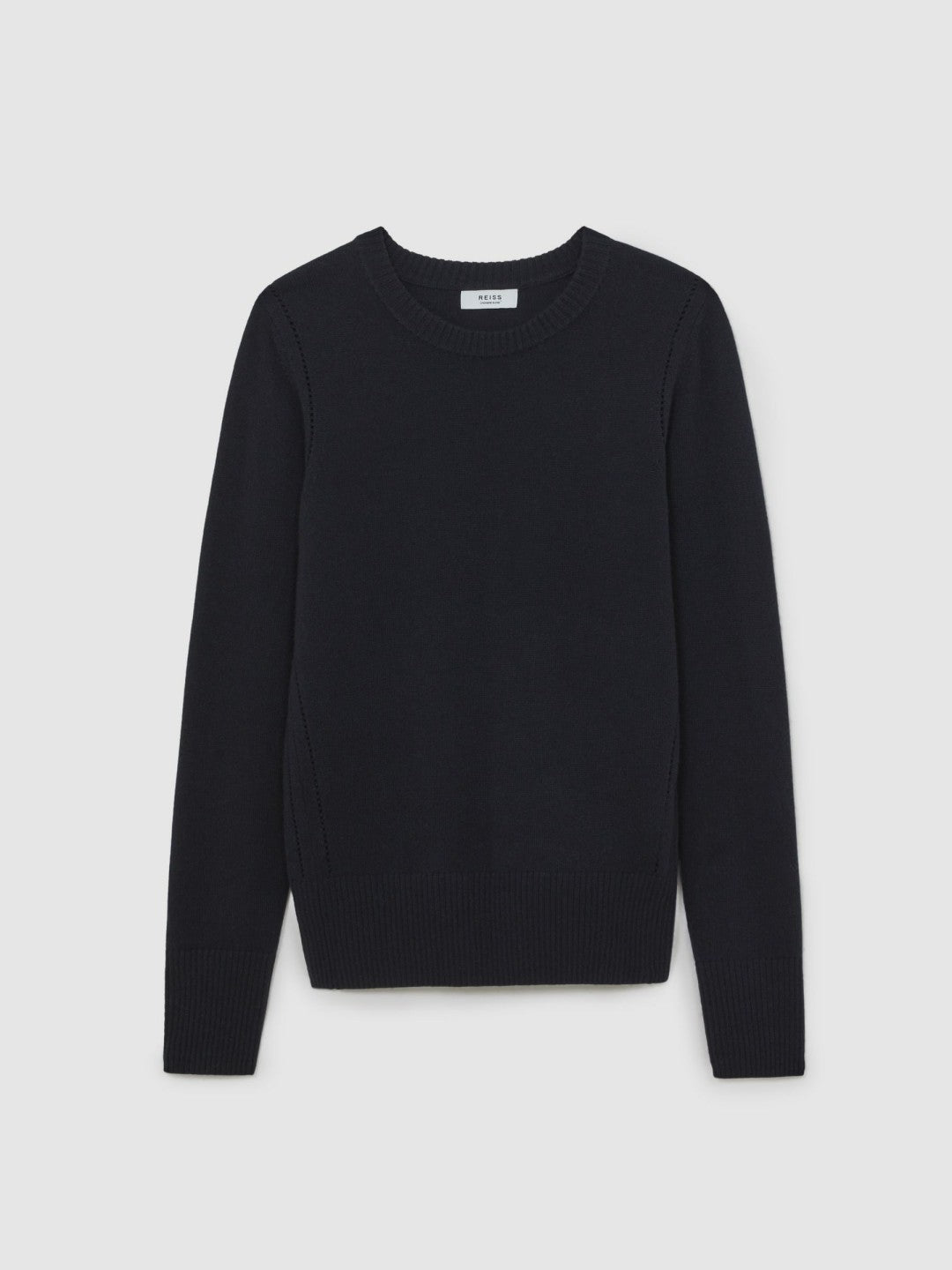 Wool-Blend Open-Stitch Jumper with Cashmere in Navy | Reiss Women Popular