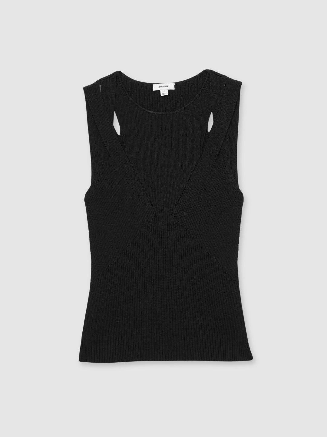 Cut-Out Rib-Knit Vest in Black | Reiss Women Premium