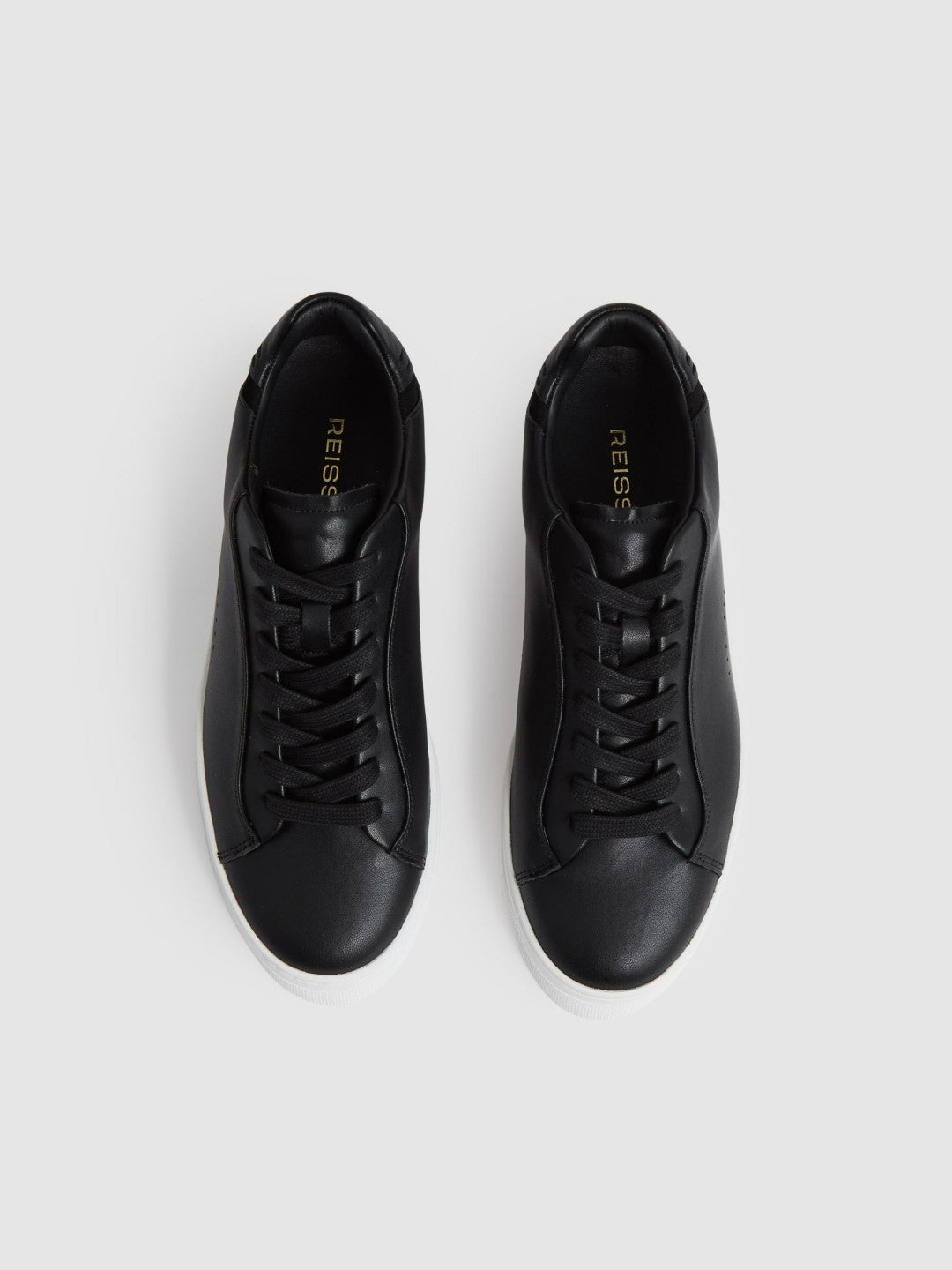 Leather Low-Top Trainers in Black | Reiss Women Signature
