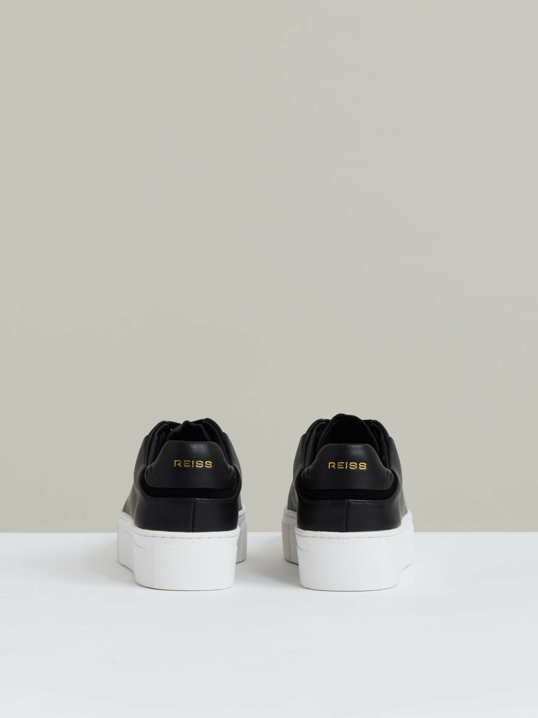 Leather Low-Top Trainers in Black | Reiss Women Signature