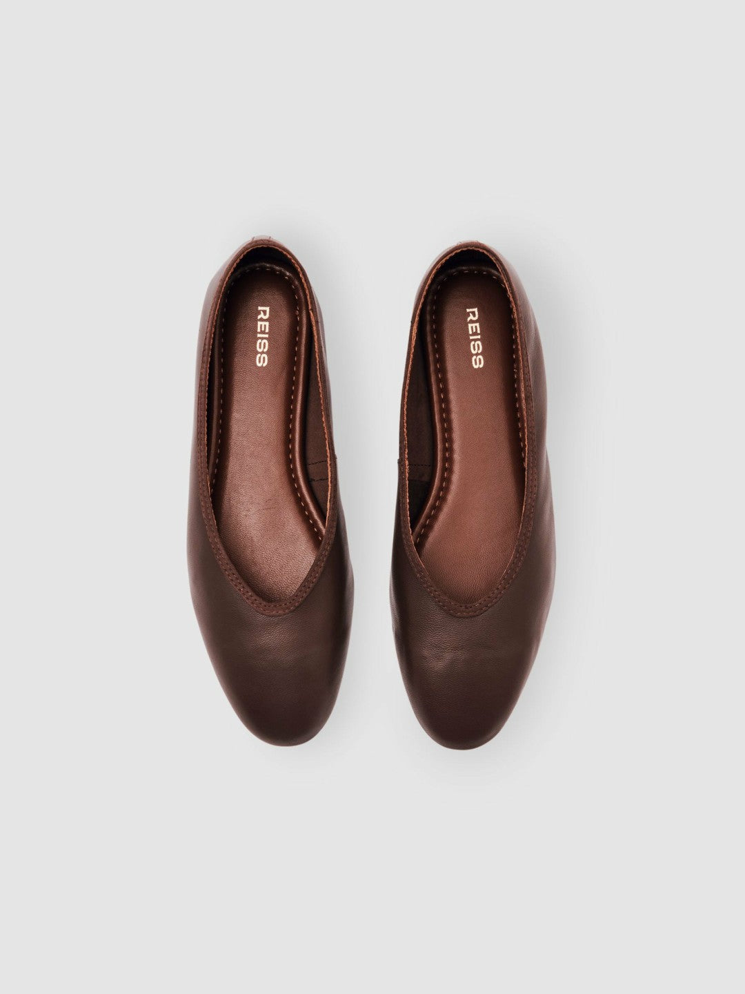 Nappa Leather Ballet Flats in Brown | Reiss Women New