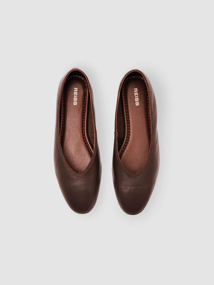 Nappa Leather Ballet Flats in Brown | Reiss Women New