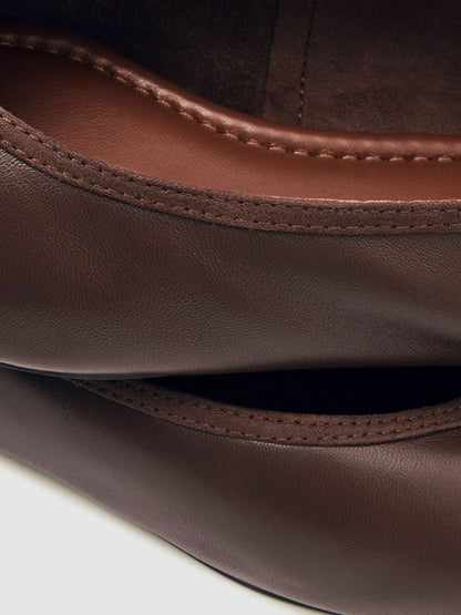Nappa Leather Ballet Flats in Brown | Reiss Women New
