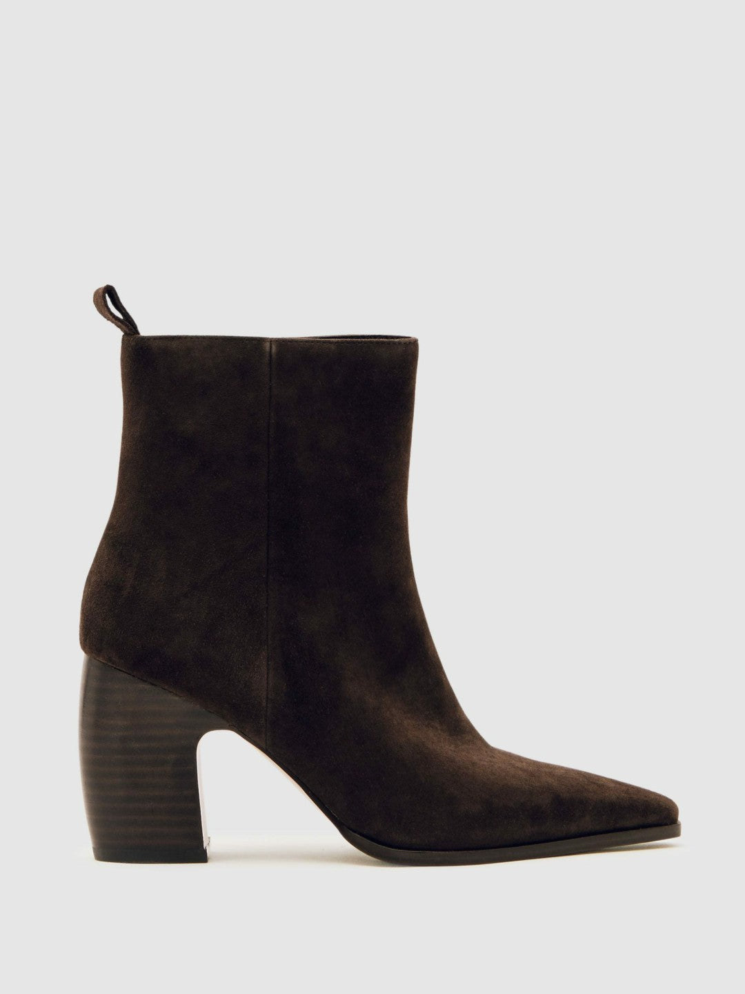Suede Block-Heel Ankle Boots in Chocolate | Reiss Women Featured