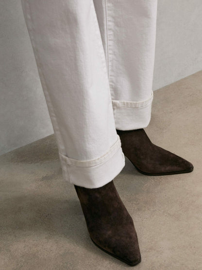 Suede Block-Heel Ankle Boots in Chocolate | Reiss Women Featured