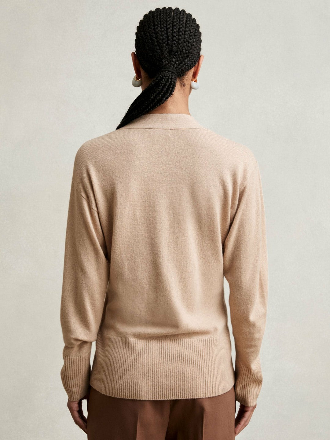 Wool-Blend Fitted Cardigan With Cashmere in Neutral | Reiss Women Premium